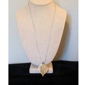 Vintage Silver Dipped Leaf on Marked 24" Chain